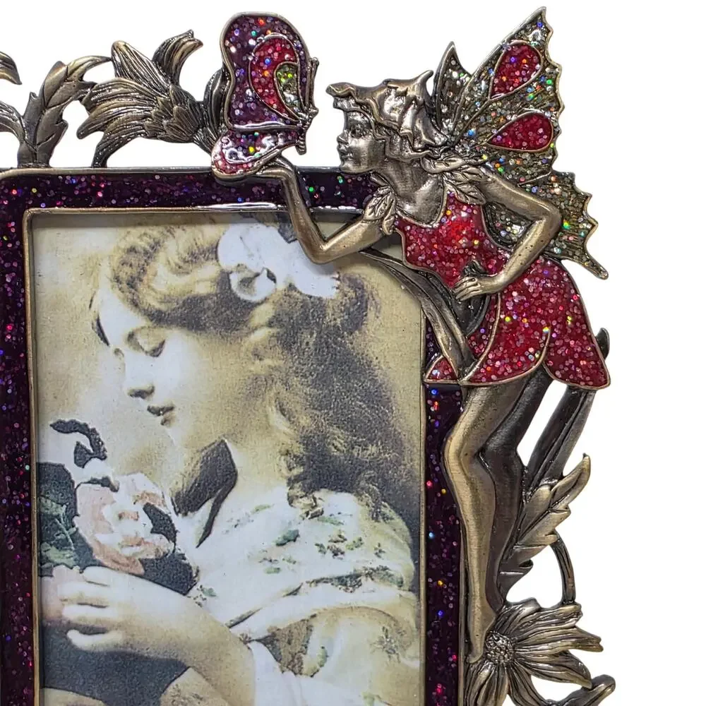 Fairy Glitter Photo Frame 3.5x5 Pink Purple Butterfly Floral Picture Frame